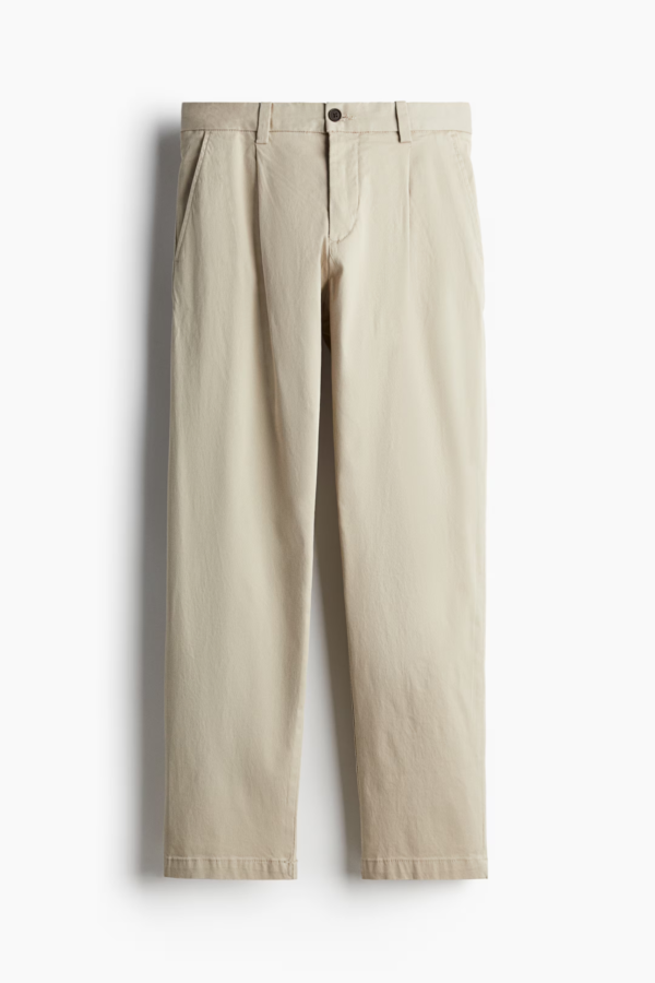 Beige Regular Fit Cotton Pants