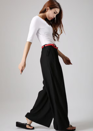Wide Leg Palazzo Pants - Black