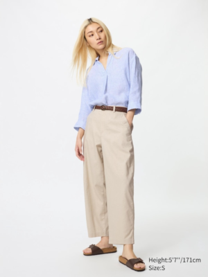 Cotton Tapered Trousers - Beige