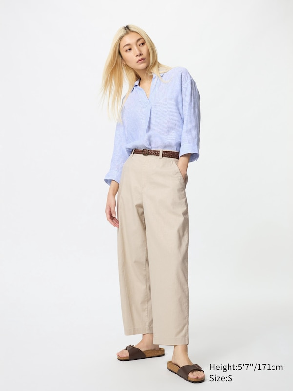wtp-002-beige-tapered-1 Cotton Tapered Trousers - Beige