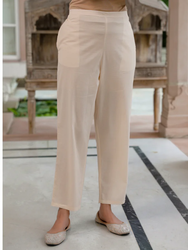 wtp-002-beige-tapered-2 Cotton Tapered Trousers - Beige